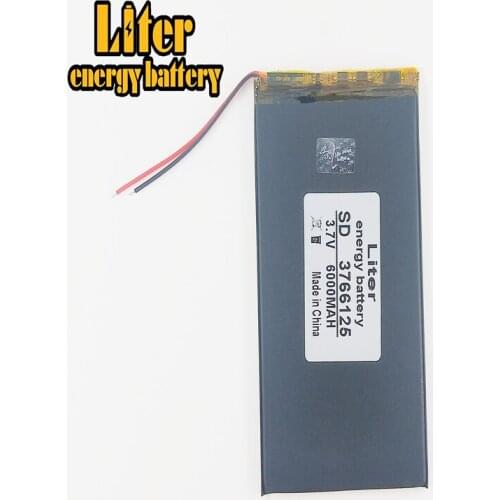 6000mah lithium polymer 3766125 3.7 V tablet Li-Po Rechargeable battery For PC PDA DVD Tablet MID GPS Electric Toys Batteries