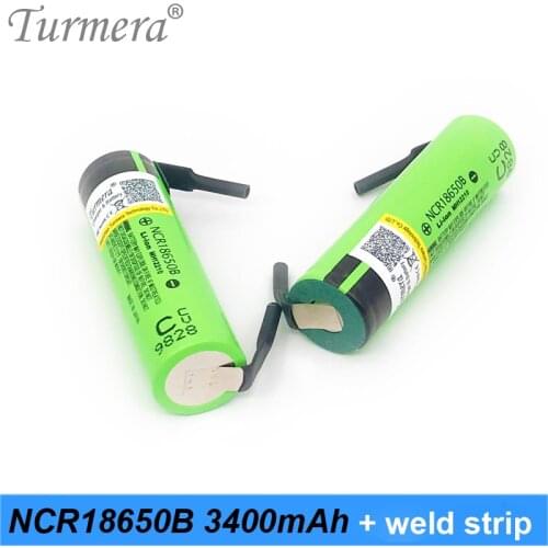 Original Battery NCR18650B 3.7v 3400mah 18650 Lithium Rechargeable Battery with soldering strip for Screwdriver Battery 026 Turm