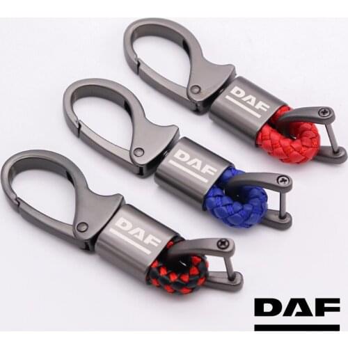 Car Leather Rope Car Emblem Keychain braided rope High-quality key holder For DAF XFF CF LF car keyring car accessories interior