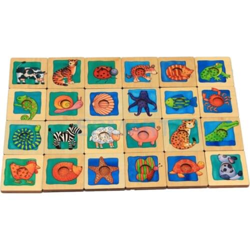Wooden Animal Board Animal Body Matching Game Memory Game for Kids Toddler