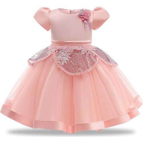 Pageant Short Sleeve Kids Vintage Dress For Girl Children Costume Beads Party Flower Princess Dresses Girls Vestido Gown 8 10 Y