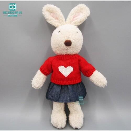 Toy doll clothes fits 30cm-60cm Rabbit fashion Red sweater denim skirt dress