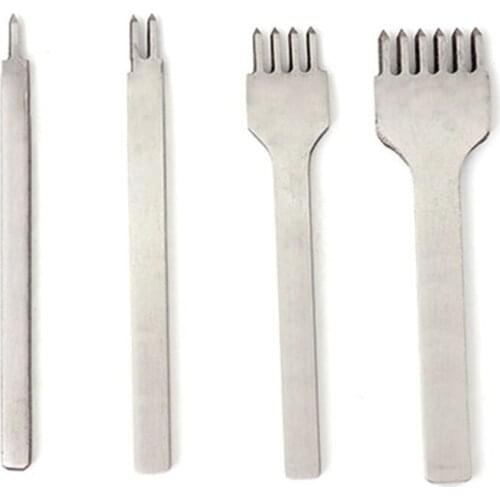 3/4/5/6mm Spacing Punch Tool For Leather Hole Punches Tool Lacing Stitching Sewing 4pcs DIY Leather Craft Tools 1/2/4/6 Prong
