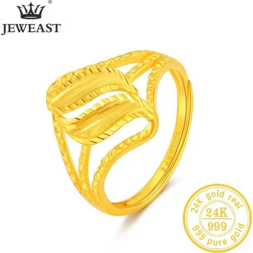 JLZB 24K Pure Gold Ring Real AU 999 Solid Gold Rings Elegant Shiny Beautiful Upscale Trendy Classic Jewelry Hot Sell New 2020