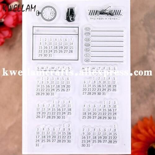 Calendar this week in review Scrapbook DIY photo cards rubber stamp clear stamp transparent stamp 20011008