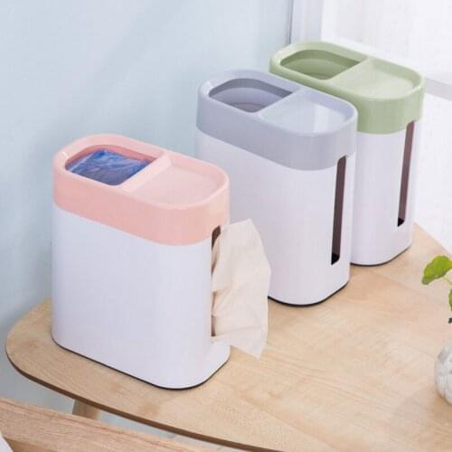 Two In One Desktop Tissue Box Trash Can Mini Nordic Style Multifunctional Car Storage Bucket Waste Bins Sundries Barrel Box Home
