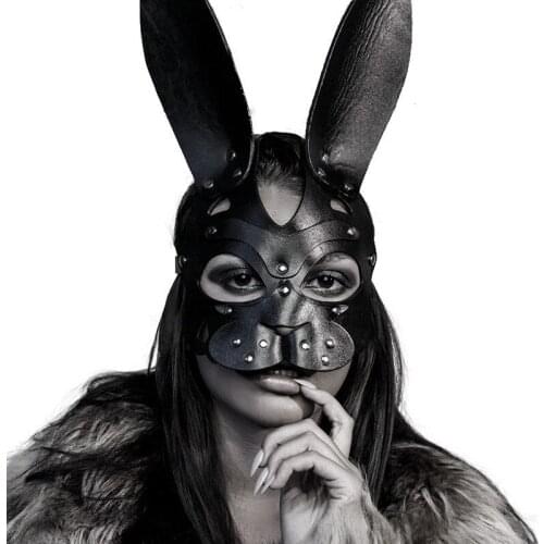 Leather head eye face mask Bondage necklace Mature Women Restraint roleplay Halloween couple SM Exotic Accessories Slave sex toy