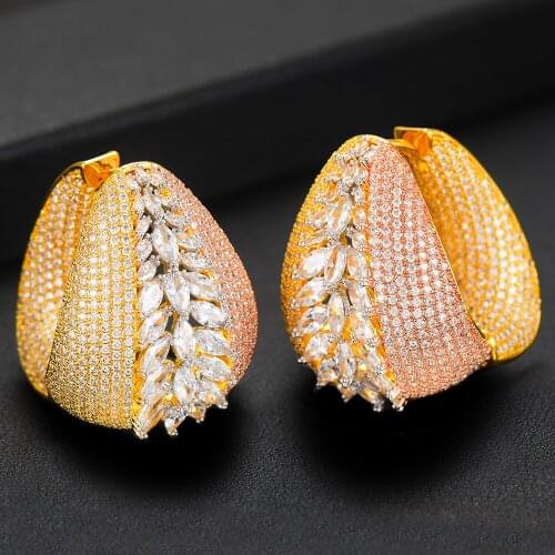 LARRAURI Trendy Crystal Multicolor CZ Office Style Hoop Earrings Exquisite Professional Womens Jewelry Earrings Accessories