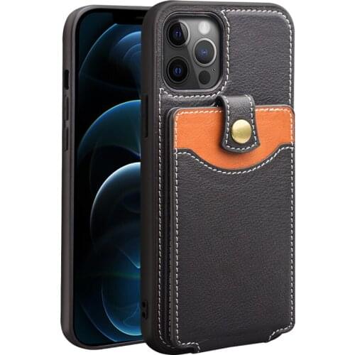 Qialino Fashion Genuine Leather Back Cover For Iphone 12 Luxury Magnetic Buckle Card Slot Phone Case For Iphone12 Pro Max