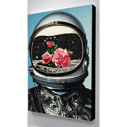 Modular Canvas Astronaut Home Decor Rose Flower Prints Painting Abstract Poster Modern Retro Wall Art Pictures For Living Room