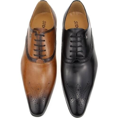 2020 shoes men wedding shoes British style Genuine shoes for Lace up men shoe leather sapato dress office mens shoe