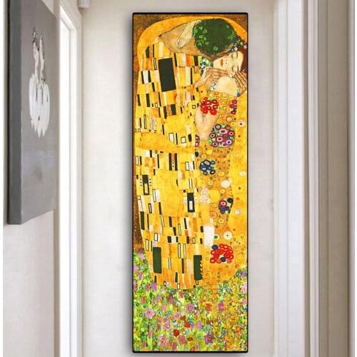 Classic Artist Gustav Klimt Kiss Abstract Oil Painting on Canvas Prints and Posters Cuadros Wall Pictures for Living Room Decor
