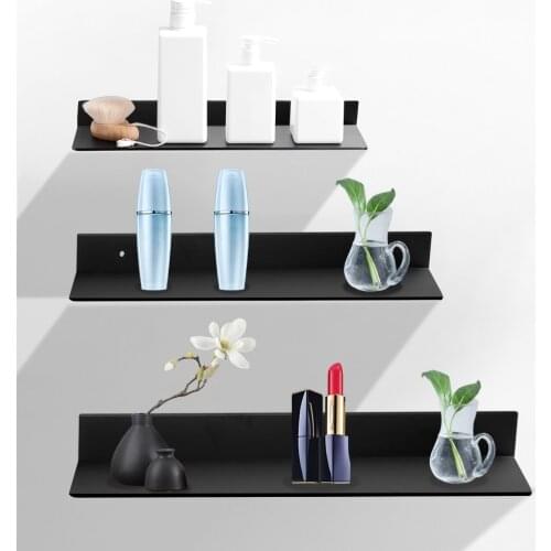 Kitchen Bathroom Accessories Bath Wall Shelf Rack Organizer Storage Rack 30-60cm Bathroom Shelves Black Shower Floating Shelf