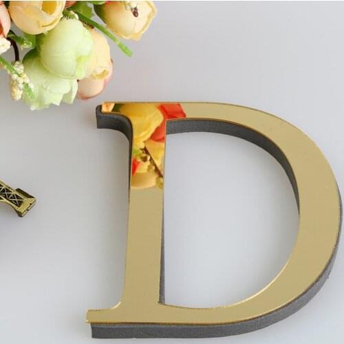 Wall Stickers Party Wedding Decoration Heart Pattern Mirror Surface Letters Sticker Indoor Home Room Gold DIY Art Mural Decor