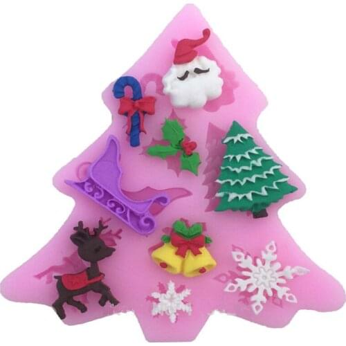 New Christmas Tree Shape Silicone Mold Fondant Cake Chocolate Biscuit Mold Santa Craft Molds Caking Decorating Tools