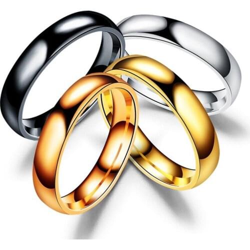 New Titanium Stainless Steel Rings for Men High Polished Black Rainbow Blue Rose Gold Simple Ring Women Jewelry Wholesale
