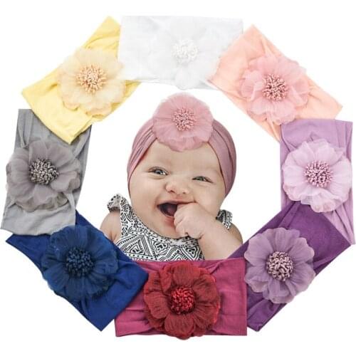 New Super Soft Childrens Nylon Headdress 8 Colors Flower Baby Hair Accessories Cute Princess Headband