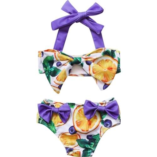 1-5Y Kids Baby Girls Bathing Suits Summer Bowknot Two Pieces Swimming Suit Tie Up Halter Tops+Bottoms Infant Girl Swimwear