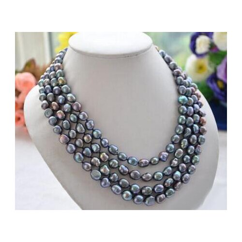 HOT SELL - Long 60" NATURE BLACK BAROQUE freshwater pearl necklace