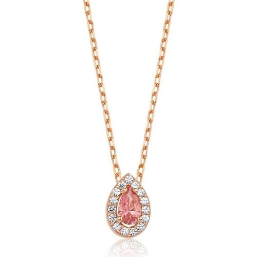 Valori Jewels 0.20 Carat, Zirconia Pink & White Pear Gemstone, Rose Gold Plated, Sterling Silver Necklace