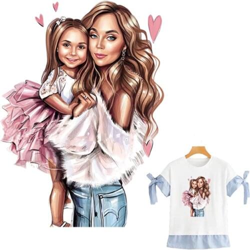 Mom Girl Iron On Patch T-Shirt Dresses New Design Diy Thermal Transfer Hot Tear Sticker Patch Easy Print By Household Irons