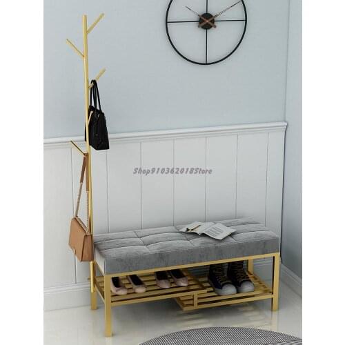 Shoe Changing Stool Hanging Clothes Rack Integrated Household Entrance Clothes Rack Can Sit And Wear Shoe Cabinet Soft Bag Cushi