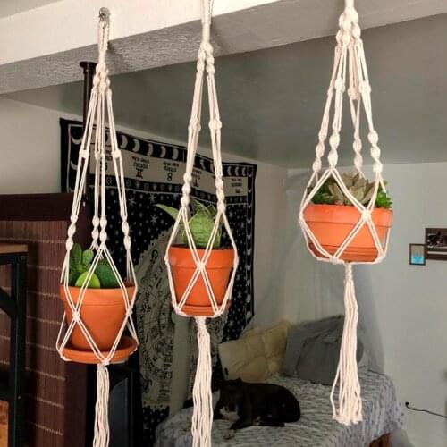 Hanging Basket Plant Handmade Macrame Plant Hanger Flower Pot Planter Wall Decor Courtyard Garden Hanging Planter Sling No Pot