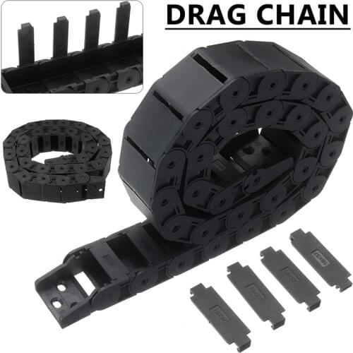 1pc Semi Closed Cable Drag Chain Mayitr R38 1M 1000mm 40" Black Long Nylon Wire Carrier for CNC Router Machine Tools 18*37mm
