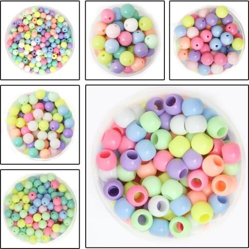 4/6/8/10/12mm 8*9mm Mixed Color Smooth Round Plastic Acrylic Loose Spacer Beads for Jewelry Making DIY Charm Bracelets Necklaces