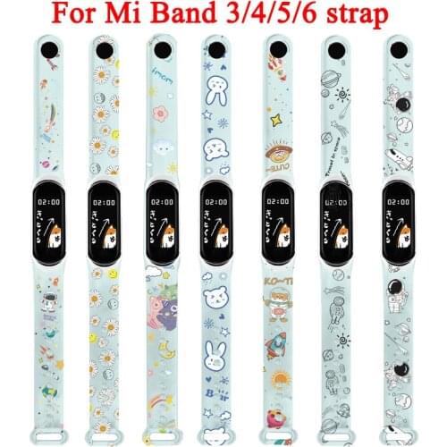 Colour printing Strap for Xiaomi Mi band 4 5 6 Replaceable Bracelet miband 4 Transparent Wristband for Xiaomi Mi band 3 5 strap