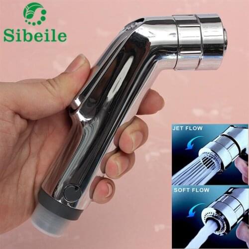 SBLE Free Shipping Double Modes Chrome ABS Sprayer Hand Held Bathroom Toilet Bidet Spray Shattaf Toilet Shower Head Jet