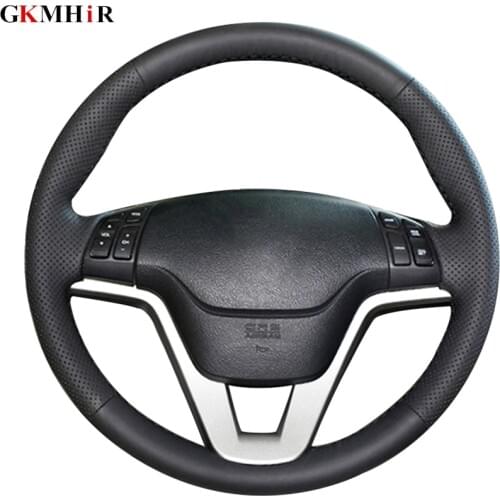 DIY Hand-stitched Black Artificial Leather Car Steering Wheel Cover for Honda CRV CR-V 2007 2008 2009 2010 2011