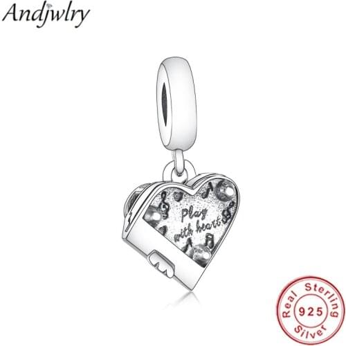 Authentic 925 Sterling Silver Fit Original Pandora Charm Bracelet Grand Piano Heart Dangle Charm Pendant Silver Jewelry Berloque