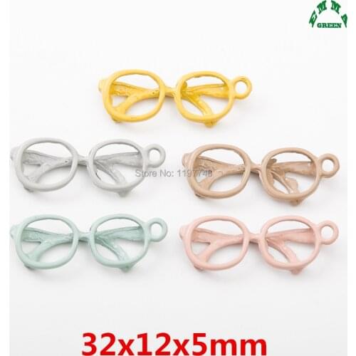 Charms for bracelets colorful painted Charms 10pcs 32mm cute Glasses Charms Pendants for jewelry making Lovely Glasses Charms