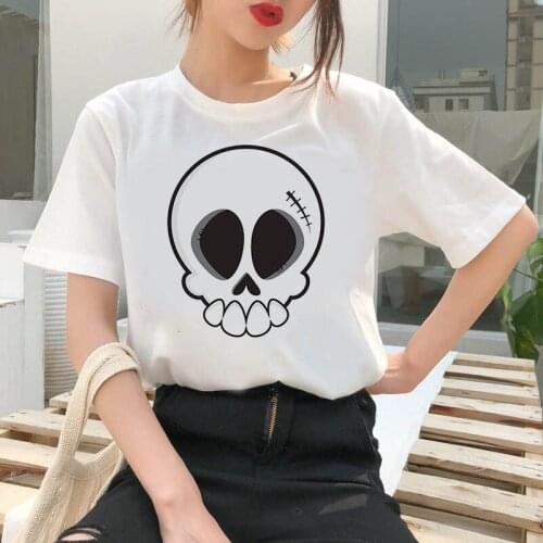 Showtly Horro Skull Summer Streetclothing Tshirt Cartoon Top Tees Kawaii T Shirt Femme Clothing Harajuku T-Shirt
