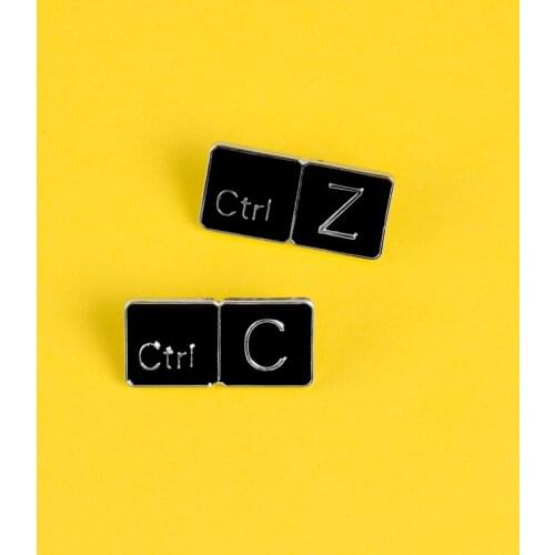Ctrl C Ctrl Z Enamel Pins Keyboard Shortcut Brooches for Bag Clothes Lapel Pin Custom Badge Office Worker Jewelry Gifts Friends