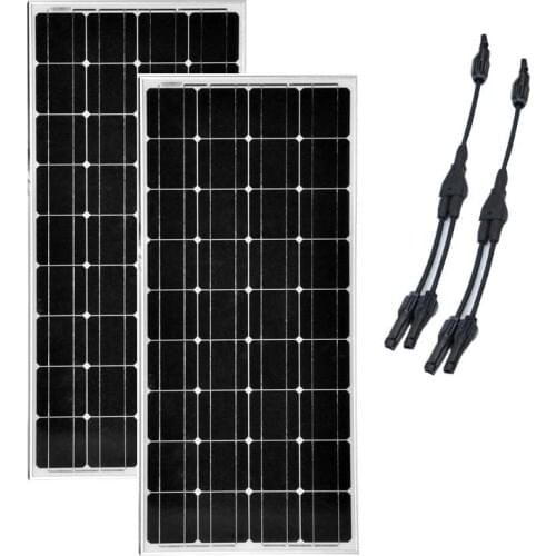 Zonnepaneel 100 w 12v 2 Pcs Solar Panels 200W 24v Caravan Solar Charger For Mobile Y Style 2 In 1 Connector Solar Boats Yachts