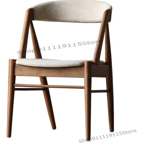 Nordic Modern Solid Wood Dining Chair Family Simple Back Oxhorn Chair Leisure Chair