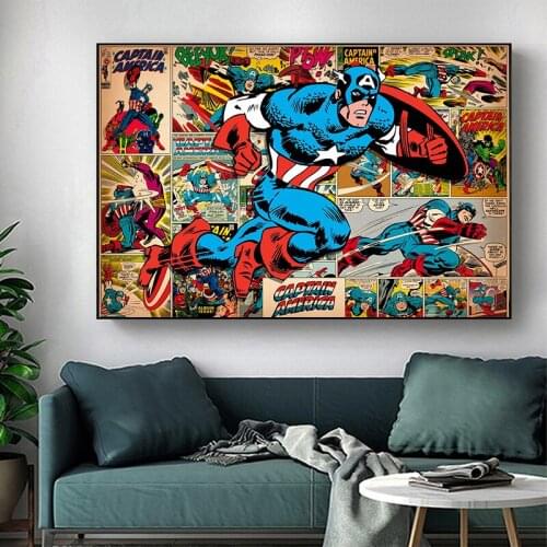 Modern Marvel Superhero Movie Captain America Poster and Print Canvas Painting Teenager Wall Art Picture Bedroom Home Decoration