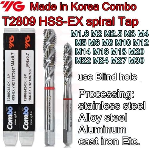 M1.6 M2 M2.5 M3 M3.5 M4 M5 M6 M8 M10 M12 M14 M16 M18 M20 M22 M24 M27 M30 100% Made in Korea YG-1 T2809 Combo HSS-EX spiral Tap