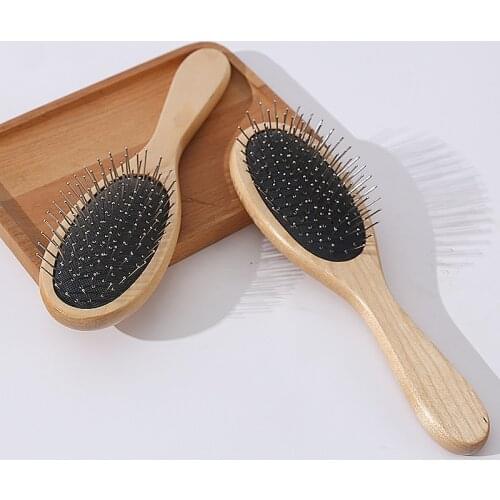 Steel Needle Wood Comb Women Hair Detangling Comb Massage Anti-static Reduce Hair Loss Styling Tool Barber Accessories