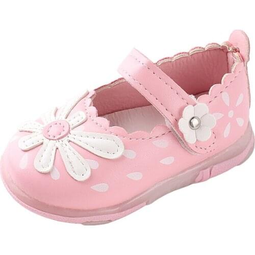Insole 11-15.5cm Baby Girl Toddler Shoes with Light Spring New Soft Bottom Flower Flash Shoes