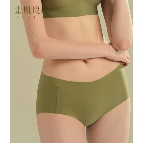 Sujiin Womens Seamless Underwear Female Mid Waist Panty Lady Briefs Lingerie Comfortable Underpant Panties For Women N113