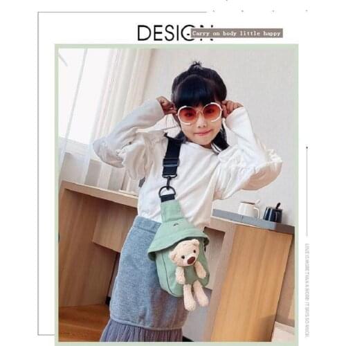 Childrens New Messenger Bag Cute Bear Chest Bag Boys And Girls Canvas Bag Leisure Tourism Shopping Trend Fashion Shoulder Bag