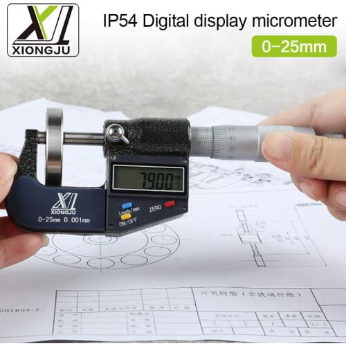 Super Electronic Outside Micrometer 0-25mm Digital Micrometer Caliper Gauge Meter Micrometer Carbide Tip Measure Tools 0.001mm