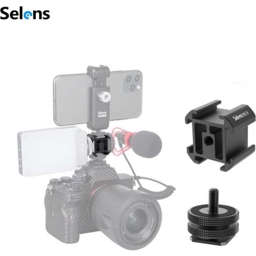 Four Head Extend Port Connect Microphone Use Metal Practical On Camera Mount Hot Shoe Base Set Smooth Adapter For Video Light