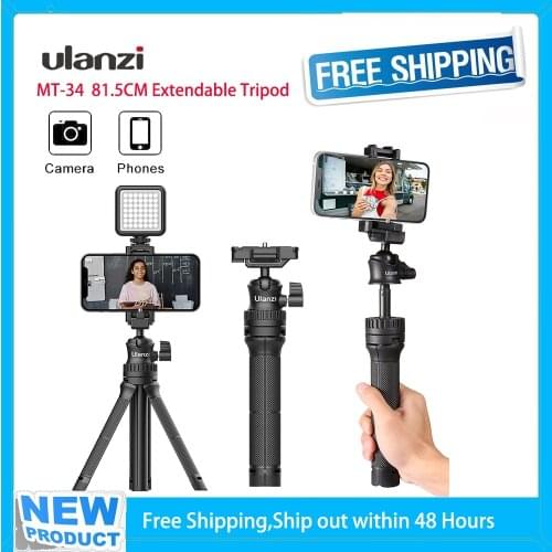 Ulanzi MT-34 Mini Tripod Universal for Smartphone DSLR Action Camera Selfie Stick With Extend Phone Clip Lightweight 360 Rotable