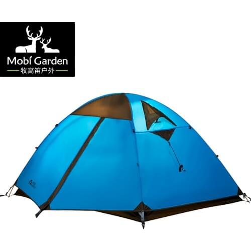 Outdoor hiking windproof aluminum rod double layer tent 2