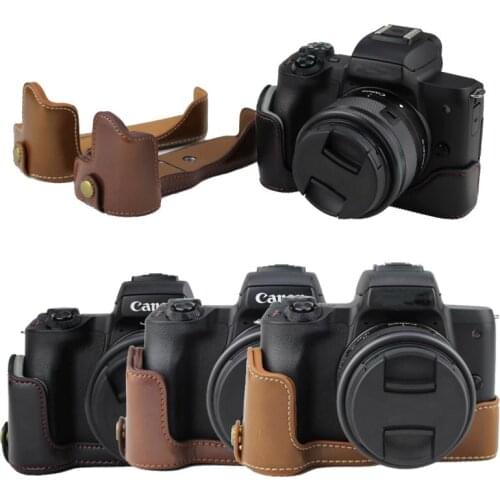 PU Leather Protective Half Body Cover Skin For Canon EOS M50 EOSM50 Camera Bag Bottom Case