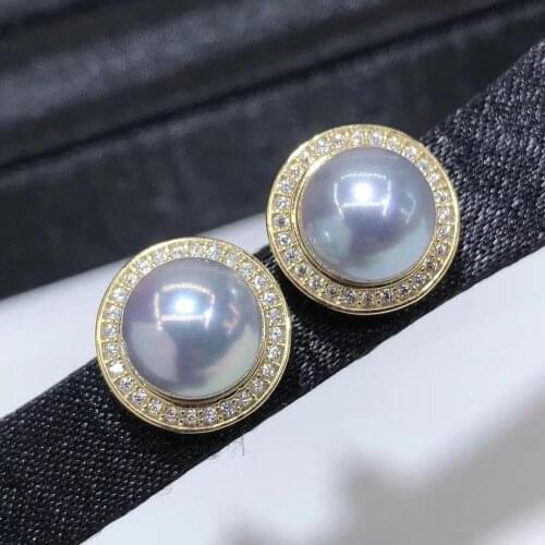 D603 Pearl Earrings Fine Jewelry 925 Sterling Silver Round 7-8mm Nature Sea Water Japan Akoya Pearls Stud Earrings for Women